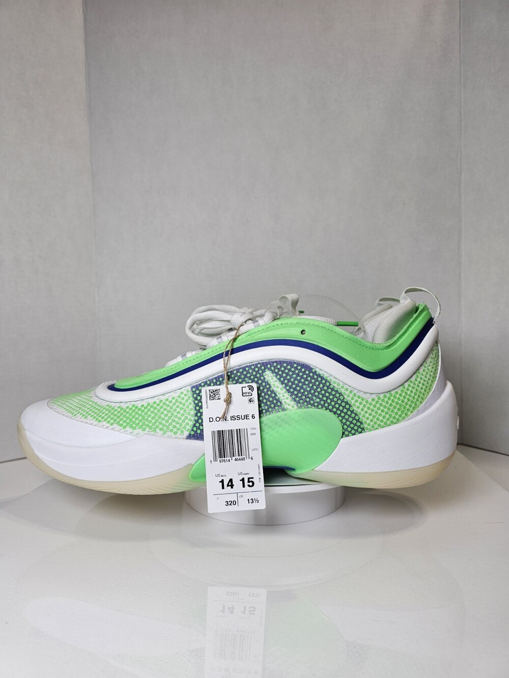 adidas D.O.N. Issue 6 JQ2249 Men’s 14 White Green Basketball Shoes New - Picture 2 of 13